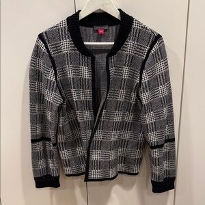 Vince Camuto Black and White Checkered Sweater Blazer